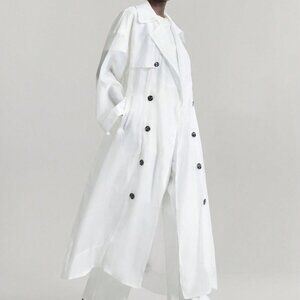 White Elegant Women's Minimalist Transparent Long Sleeve Windbreaker